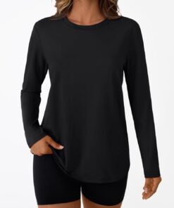 Alternative view of Women’s long sleeve UV protection dry-fit athletic workout rash guard shirt