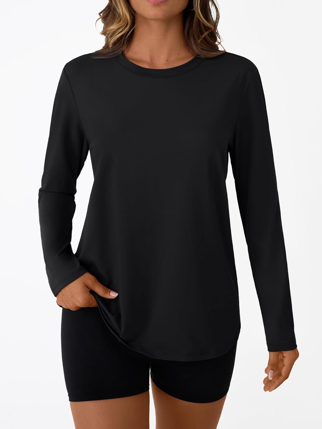 Women’s long sleeve UV protection dry-fit athletic workout rash guard shirt - Image 2