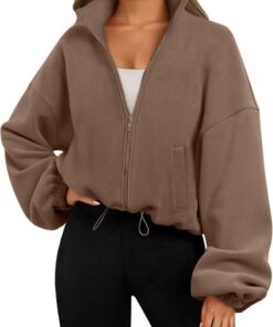 Women’s Oversized Fleece Zip Up Jacket Long Sleeve Sherpa Sweatshirt