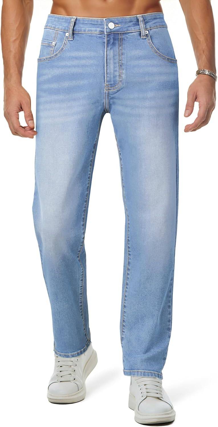 Men’s Classic Regular Fit Straight Stretch Denim Jeans - Image 2