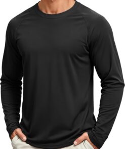 Men’s long sleeve UV protection dry-fit athletic workout rash guard shirt