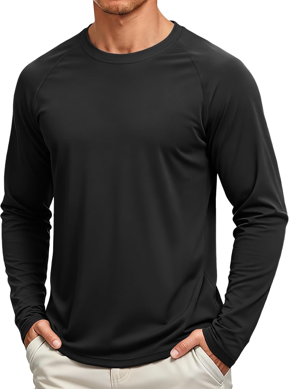 Men’s long sleeve UV protection dry-fit athletic workout rash guard shirt