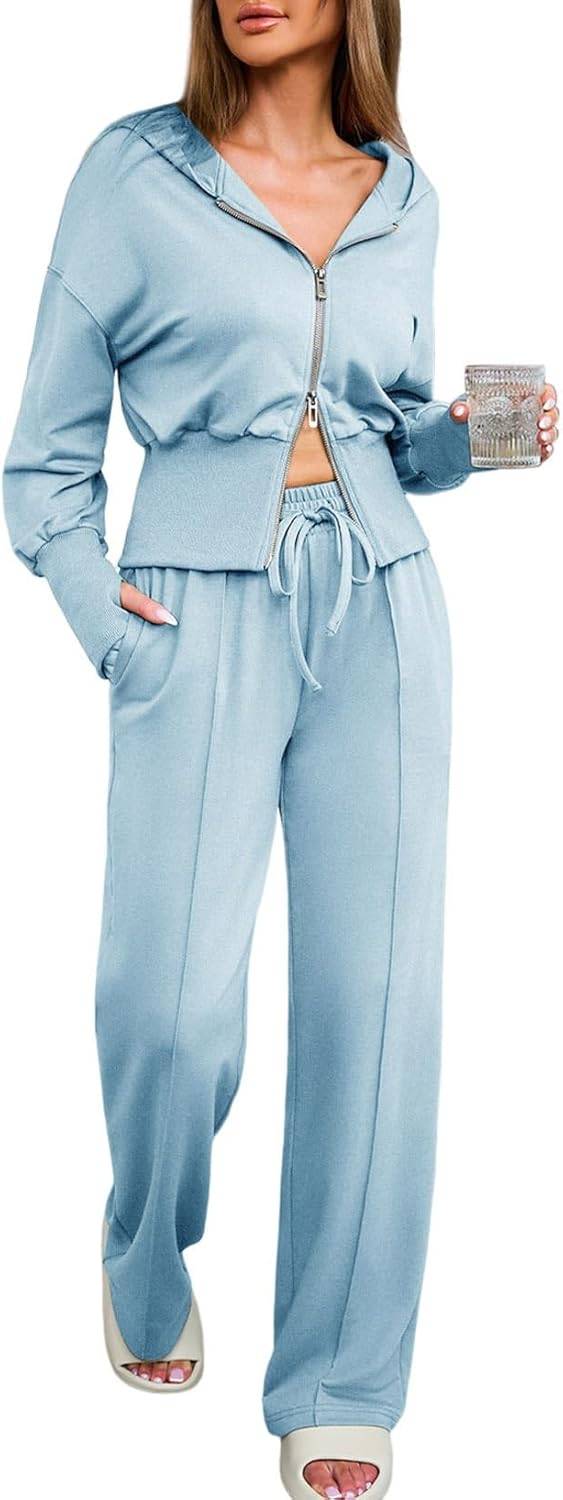Women’s 2-piece casual hoodie sweatsuit travel lounge tracksuit outfit