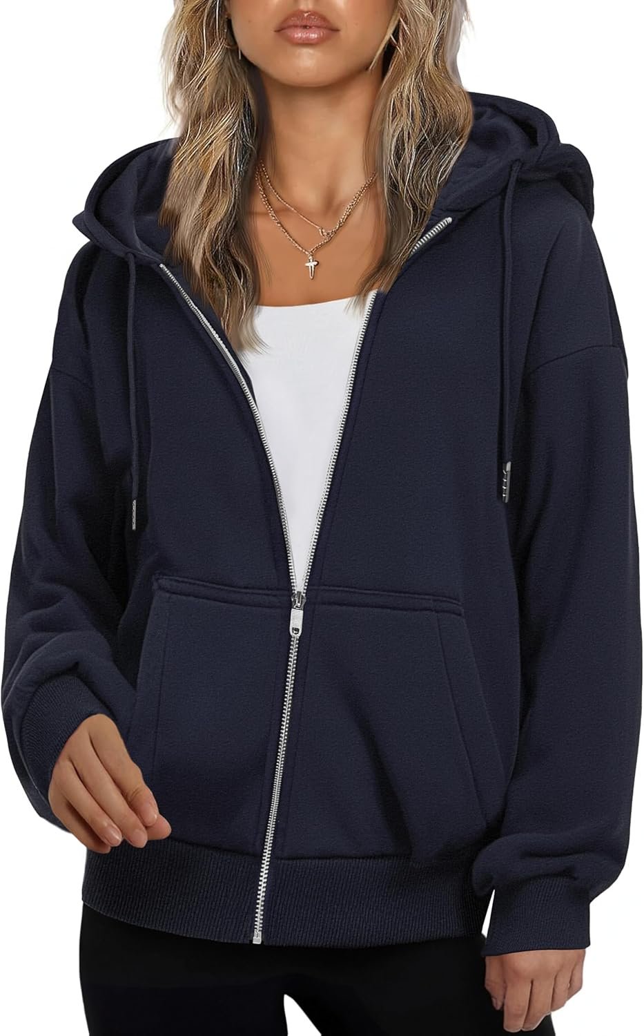 Women’s Oversized Zip Up Hoodie Fleece Sweatshirt Casual Jacket - Image 2