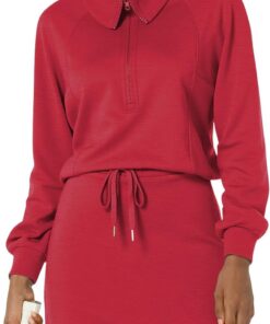 Women’s 2-piece athletic skort tracksuit half zip long sleeve sweatshirt outfit