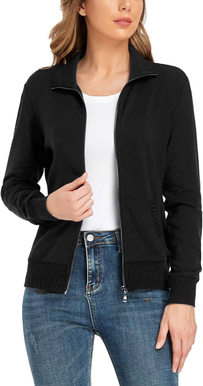 Women’s Stand Collar Zip Up Long Sleeve Running Jacket with Pockets - Image 2