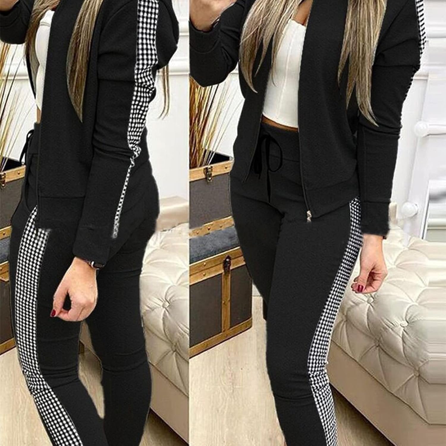 Women’s 2-piece tracksuit hoodie sweatshirt and jogger pants outfit - Image 2