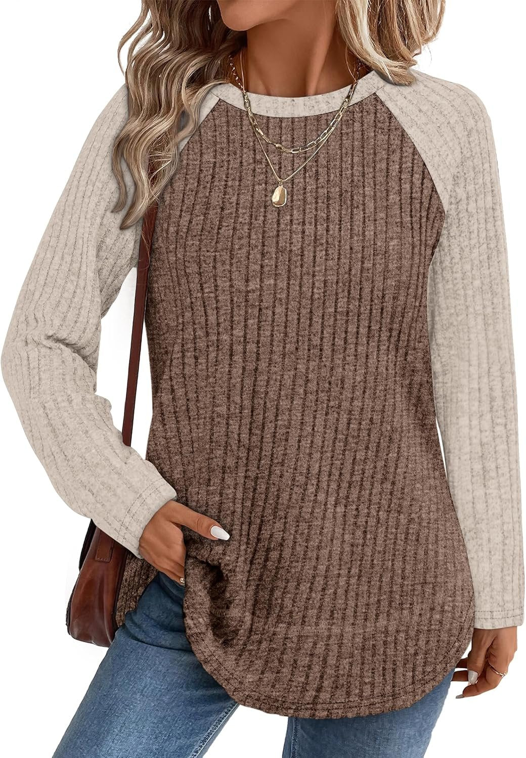 Women’s Lightweight Long Sleeve Tunic Sweater Loose Fit Casual Top