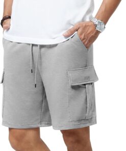 Alternative view of Men’s Cotton Sweat Cargo Shorts Drawstring Elastic Waist Gym Shorts with Pockets