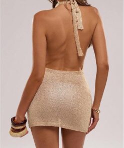 Alternative view of Women’s Backless Halter Neck Sequin Mini Party Dress