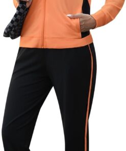 Color block women’s 2-piece zip jacket jogger lounge tracksuit set