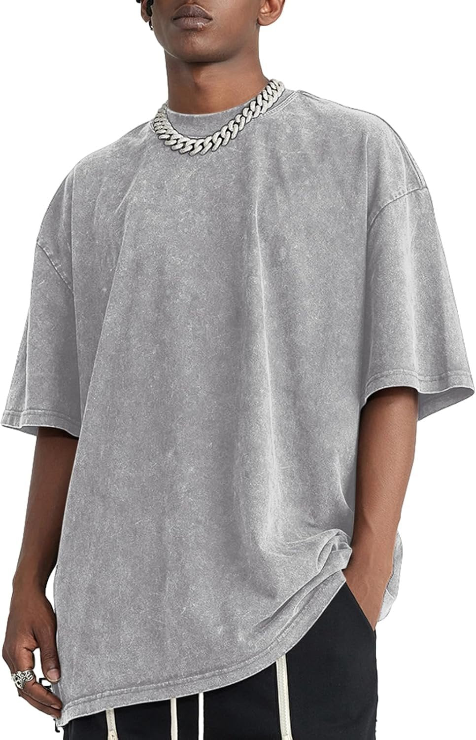 Oversized vintage acid wash T-shirt cotton streetwear loose fit casual top