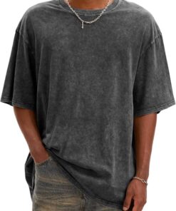 Men’s oversized vintage cotton acid wash heavyweight loose fit T-shirt