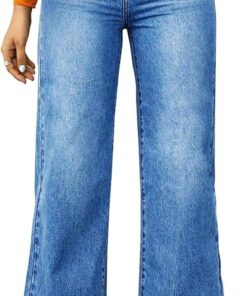 Women’s High Waisted Wide Leg Loose Denim Jeans Stretch Straight Fit