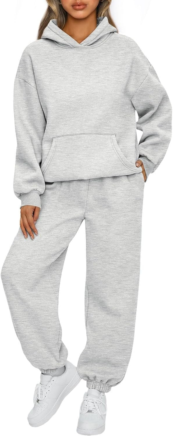 Women’s 2-Piece Hoodie Sweat Set Loose Sweatshirt and Jogger Pants with Pockets