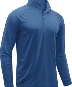 Men’s long sleeve athletic quarter-zip UV protection outdoor running shirt