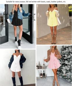 Alternative view of Women’s Sleeveless Deep V Neck Mini Dress Casual Flowy Sundress