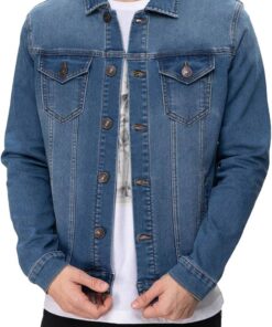 Men’s Button Down Denim Jacket Long Sleeve Casual Outerwear