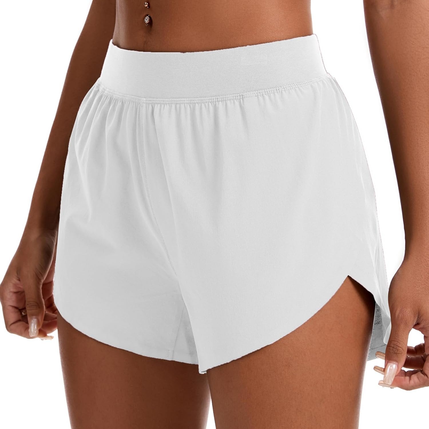 Women’s Mid Waist Dolphin Running Shorts Lightweight Athletic Gym Shorts