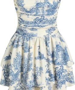 Women’s Strapless Ruched Ruffle Mini Cocktail Dress