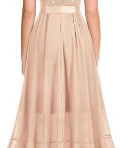 Alternative view of Women’s Elegant V-Neck Sequin Lace Chiffon Evening Dress with Split Hem