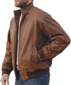 Men’s Leather Bomber Jacket Casual Style