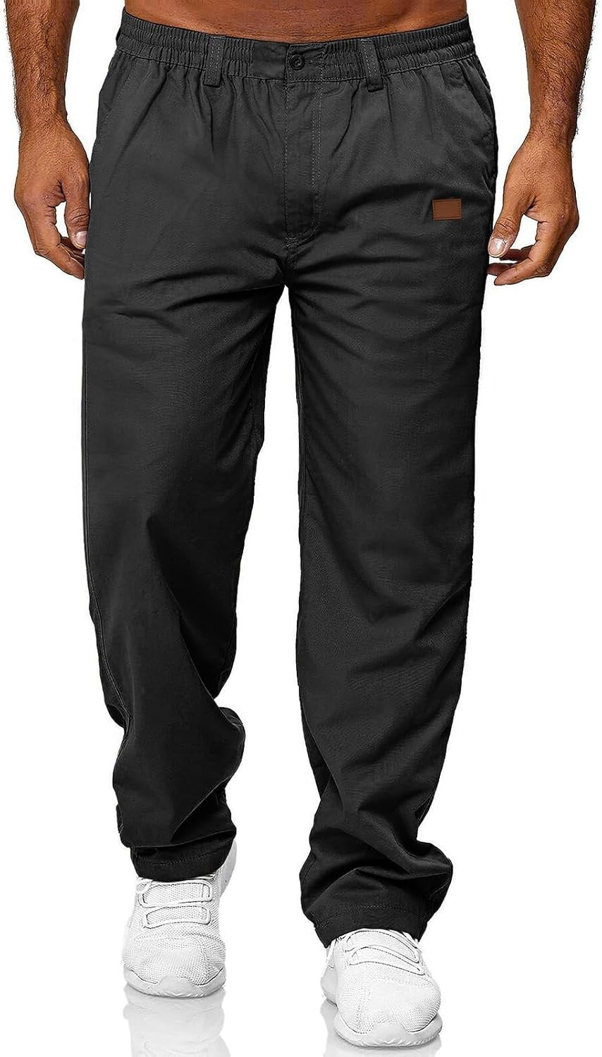 Men’s Casual Jogger Cargo Pants Lightweight Elastic Waist Hiking Pants - Image 2