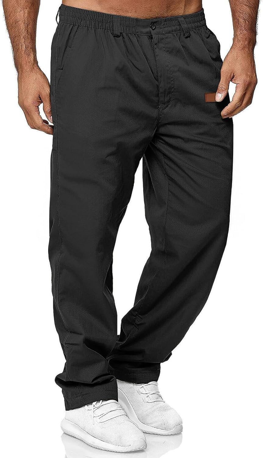 Men’s Casual Jogger Cargo Pants Lightweight Elastic Waist Hiking Pants