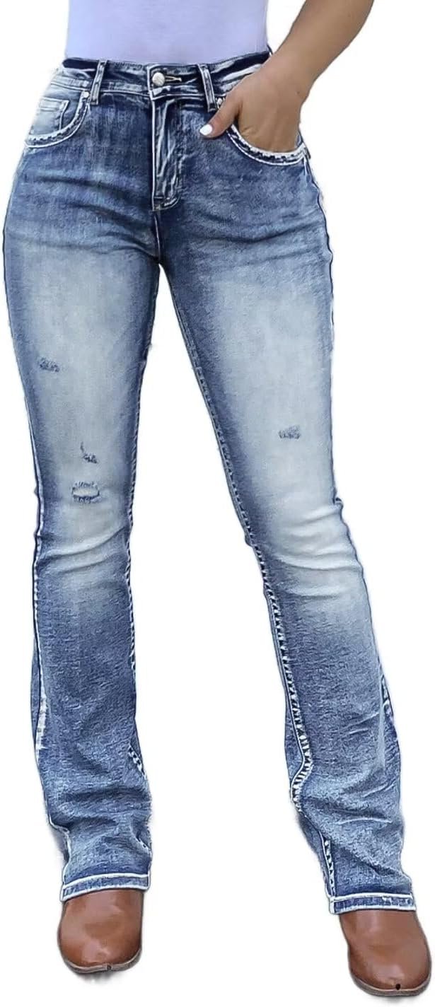 Women’s Stretch Bootcut Denim Jeans High Waist Casual Pants - Image 2