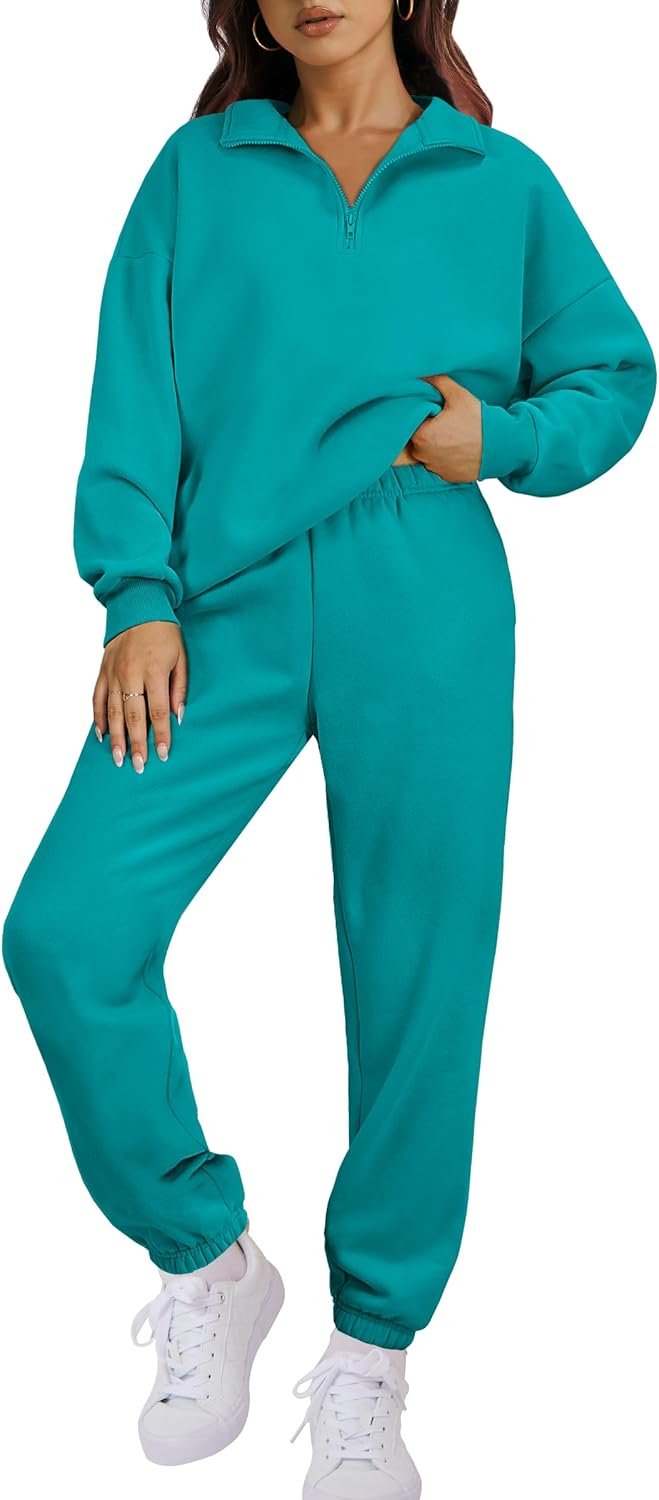 Women’s 2-piece sweatsuit half zip sweatshirt jogger lounge set