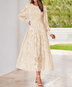 Alternative view of Women’s Long Sleeve Floral Midi Dress Casual Boho Flowy Spring Outfit