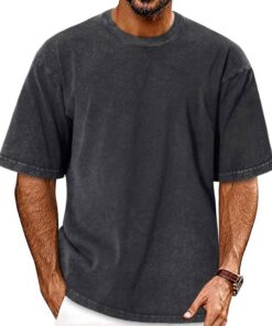 Oversized men’s short sleeve vintage washed loose fit casual T-shirt