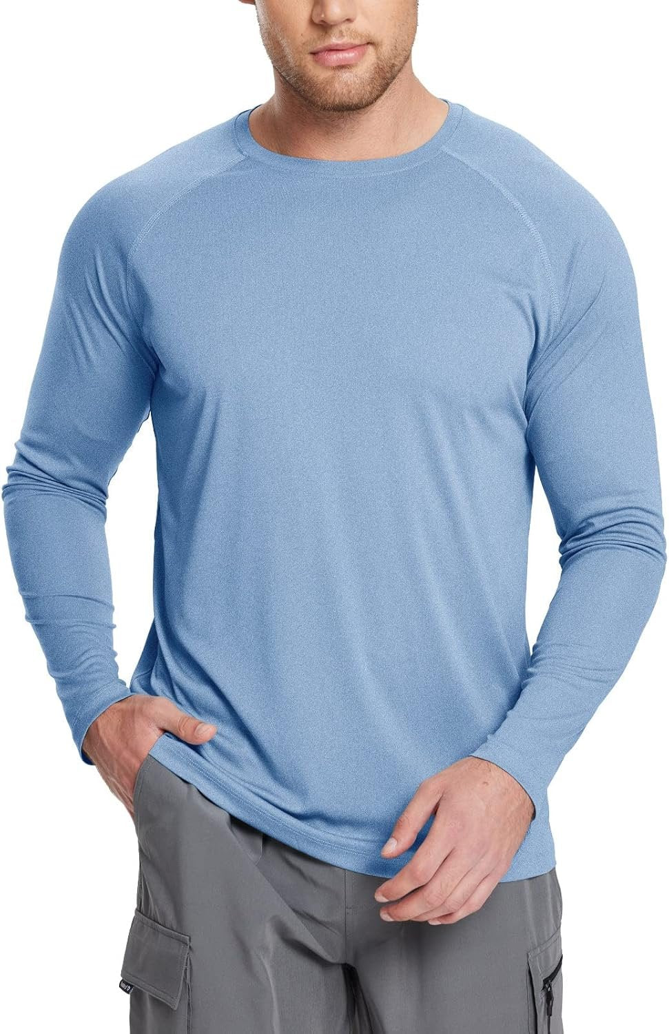 Men’s UV protection long sleeve rash guard fishing running quick-dry shirt