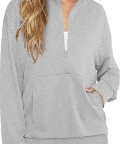 Women’s Quarter Zip Lightweight Pullover Hoodie Casual Workout Jacket