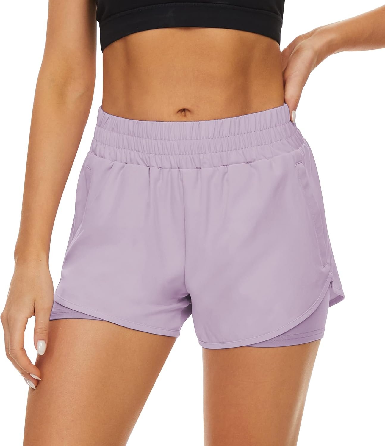 Women’s 2 Pack Quick Dry Athletic Running Shorts with Pockets - Image 2