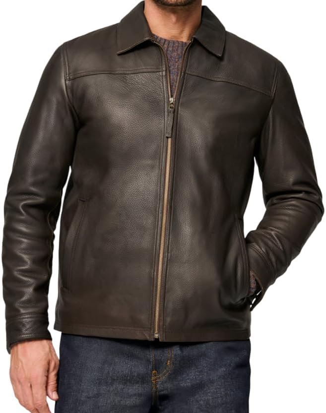 Men’s Faux Leather Vintage Racing Jacket Zip Front Style - Image 2