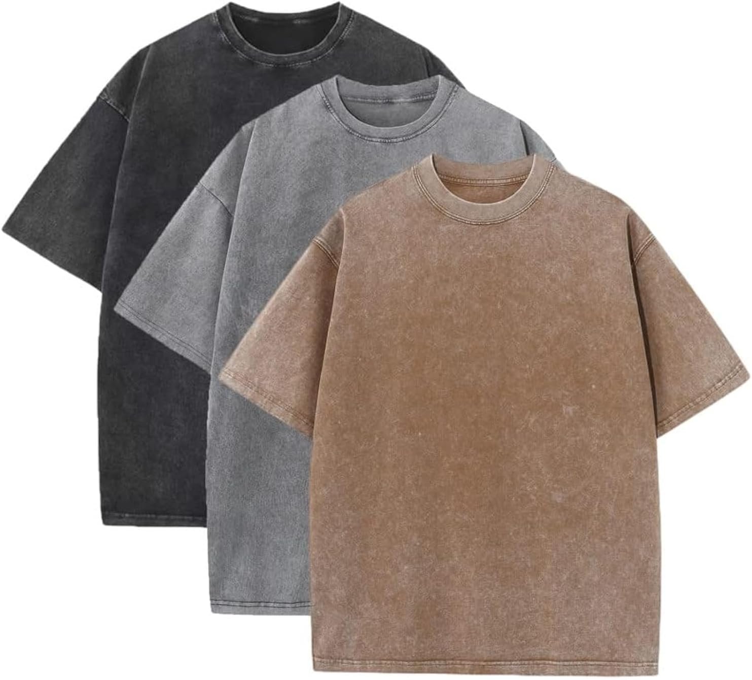 3-piece men’s oversized heavy cotton summer T-shirt loose fit casual tops