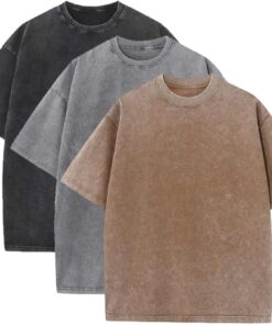 3-piece men’s oversized heavy cotton summer T-shirt loose fit casual tops