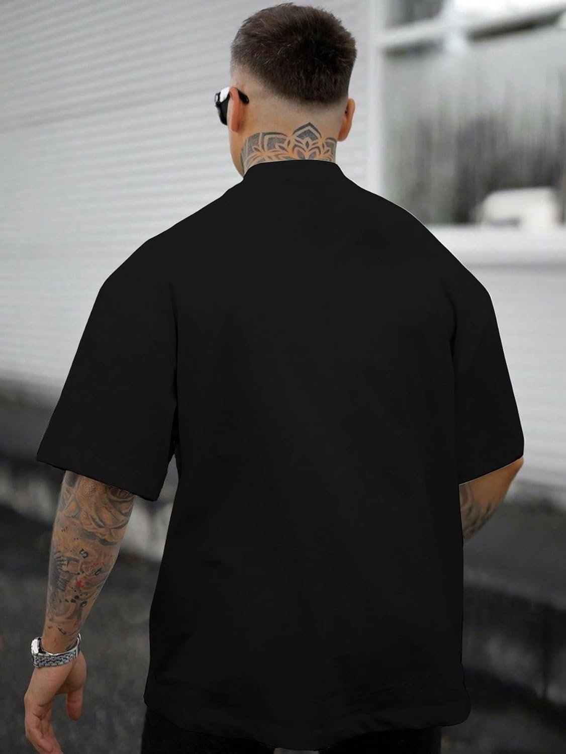 Men’s rose print graphic oversized T-shirt casual summer streetwear top - Image 2