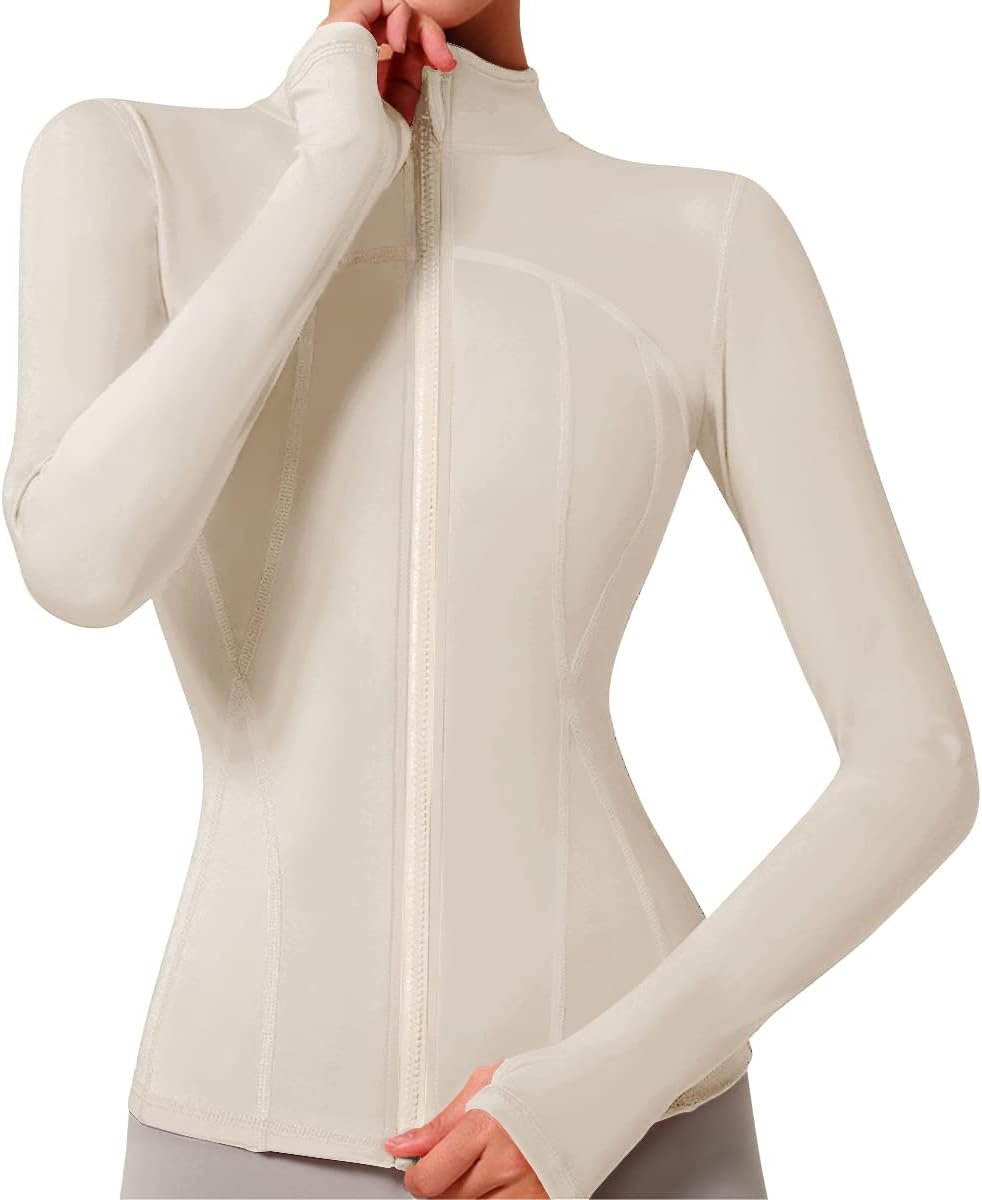Women’s workout yoga zip-up athletic jacket lightweight gym top