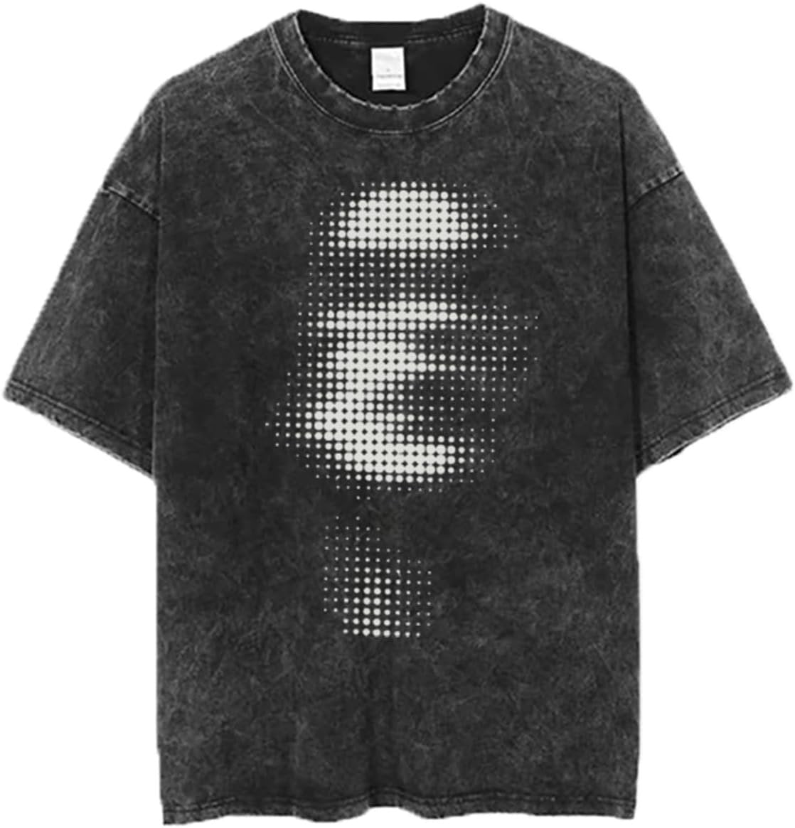 Men’s vintage oversized graphic acid wash cotton streetwear short sleeve shirt