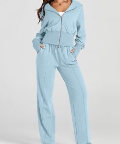Alternative view of Women’s 2-piece casual hoodie sweatsuit travel lounge tracksuit outfit
