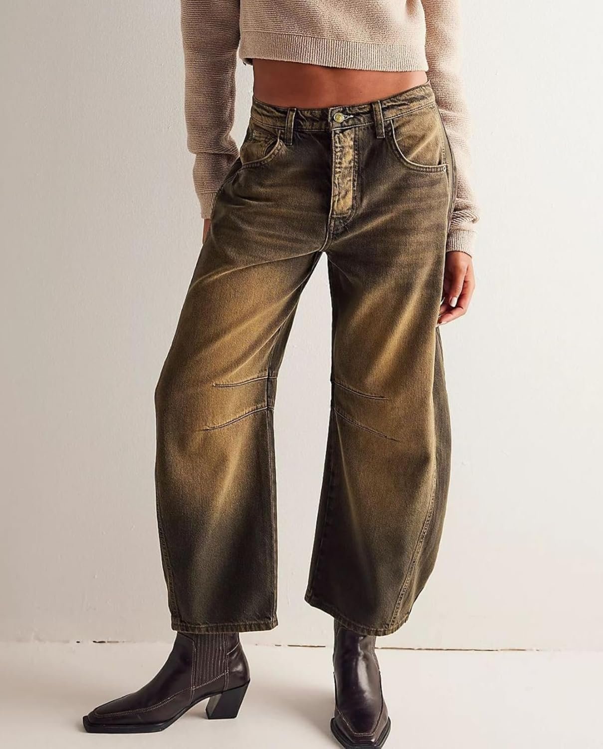Women’s Baggy Barrel Jeans Wide Leg Cargo Denim Pants - Image 2
