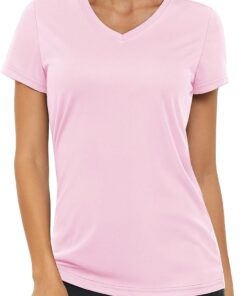 Women’s Pink V-Neck Sun-Protection Short-Sleeve Sports Top