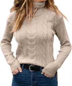 Alternative view of Women’s Turtleneck Cable Knit Long Sleeve Sweater