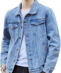Men’s Classic Lapel Denim Jacket Slim Fit Casual Coat