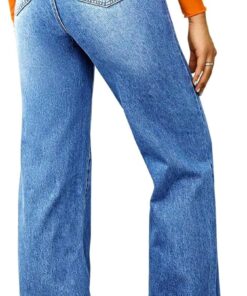 Alternative view of Women’s High Waisted Wide Leg Loose Denim Jeans Stretch Straight Fit