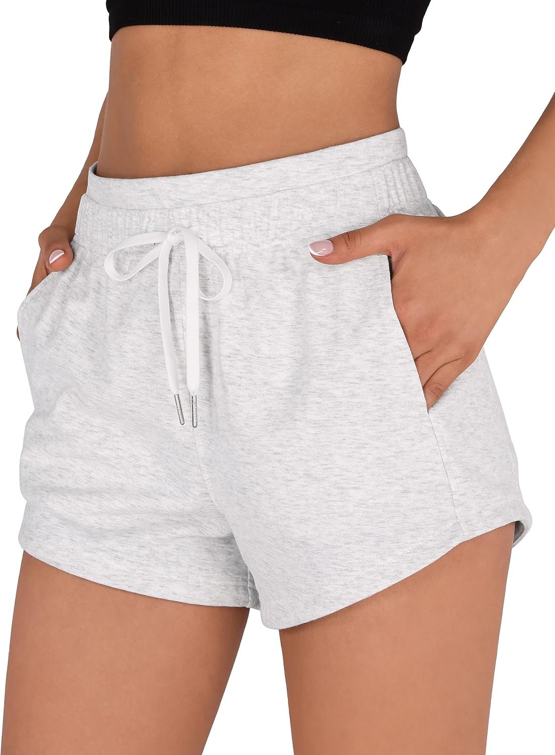 Women’s Cotton Terry Sweat Shorts with Pockets and Drawstring