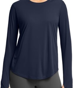 Alternative view of Lightweight women’s long sleeve athletic shirt gym running UV protection moisture-wicking tee
