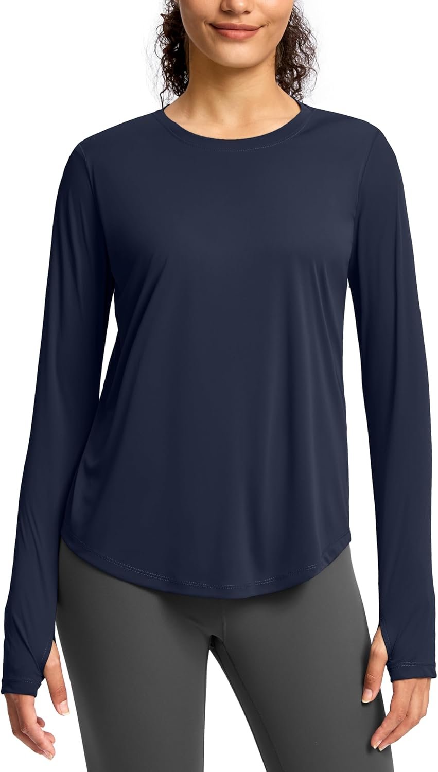 Lightweight women’s long sleeve athletic shirt gym running UV protection moisture-wicking tee - Image 2